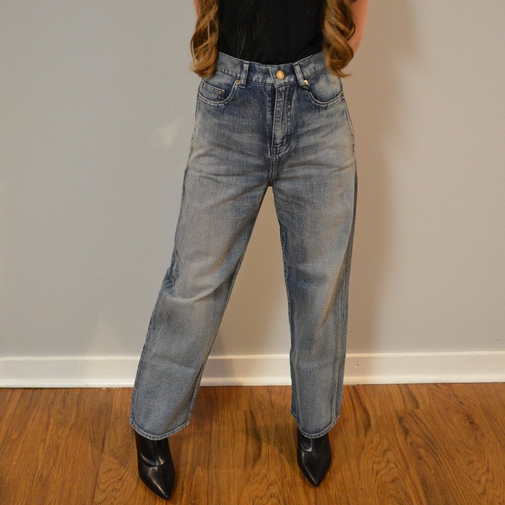 Saint Laurent Paris Women's Wide Leg High Waist Jeans Sz 26